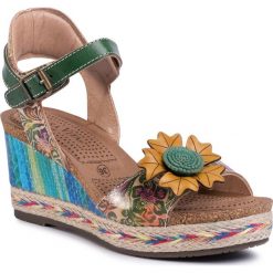 Espadryle LAURA VITA - Facyo 06 CX1198-6 Vert. Zielone espadryle damskie LAURA VITA, z aplikacjami, ze skóry, bez obcasa, na obcasie. Za 349,00 zł.