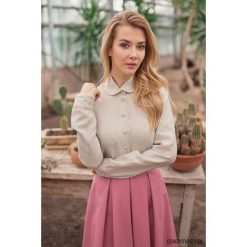 Koszula Azalea. Szare bluzki damskie Pakamera, bez wzorów, klasyczne, z klasycznym kołnierzykiem, bez rękawów. Za 249,00 zł.