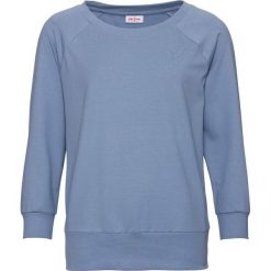 Bluza oversize, rękawy 3/4 bonprix matowy niebieski. Niebieskie bluzy damskie bonprix. Za 59,99 zł.