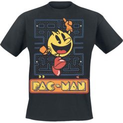 Pac-Man Jumping T-Shirt czarny. Czarne t-shirty męskie marki Pac-Man, m, z nadrukiem, z okrągłym kołnierzem. Za 74,90 zł.