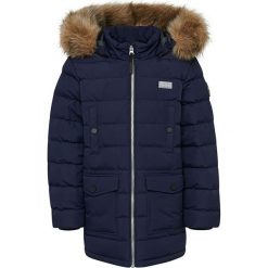 Płaszcz puchowy w kolorze granatowym. Niebieskie kurtki chłopięce Legowear, bez wzorów, z puchu, bez kaptura. W wyprzedaży za 279,95 zł.