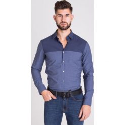 KOSZULA EMPORIO ARMANI. Niebieskie koszule męskie Emporio Armani, xl, bez wzorów, z bawełny, z klasycznym kołnierzykiem, bez rękawów. Za 359,50 zł.