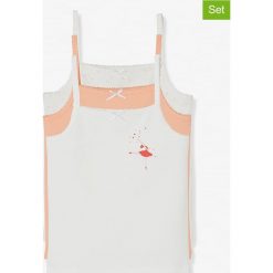 Podkoszulki (3 szt.) w kolorze białym i łososiowym. Różowe podkoszulki dziewczęce Vertbaudet Girls. W wyprzedaży za 32,95 zł.