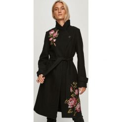Desigual - Płaszcz. Czarne kurtki damskie Desigual, s, w paski, z wełny, bez kaptura. Za 1299,00 zł.