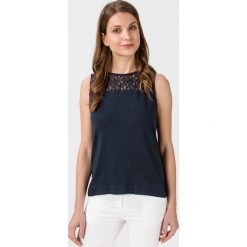 Vero Moda Jasmin Top Niebieski. Niebieskie podkoszulki damskie Vero Moda, s, w koronkowe wzory, z elastanu, bez rękawów. Za 64,95 zł.
