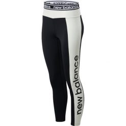 NEW BALANCE > WP01154BK. Czarne legginsy sportowe damskie New Balance, m, bez wzorów, z poliesteru, z podwyższonym stanem, do biegania. Za 249,99 zł.