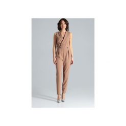 Kombinezon L040 Brąz. Pomarańczowe kombinezony damskie Lenitif, xl, bez wzorów, klasyczne, z klasycznym kołnierzykiem, bez rękawów. Za 219,00 zł.