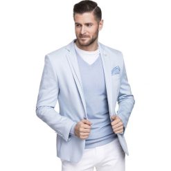 Marynarka LEONARDO MANS000056. Niebieskie marynarki męskie Giacomo Conti, na lato, m, bez wzorów, z bawełny, eleganckie. Za 499,00 zł.