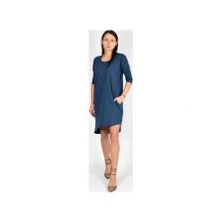 XS - 4XL _ LIDIA asymetryczna - blue. Niebieskie sukienki damskie Collibri, na co dzień, xl, bez wzorów, z dzianiny, z asymetrycznym kołnierzem, bez rękawów, asymetryczne. Za 169,00 zł.