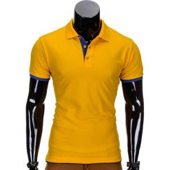KOSZULKA MĘSKA POLO BEZ NADRUKU S758 - ŻÓŁTA. Żółte koszulki polo marki Ombre Clothing, m, z nadrukiem. Za 29,00 zł.