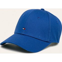 Tommy Hilfiger - Czapka. Niebieskie czapki damskie TOMMY HILFIGER, bez wzorów, z bawełny. W wyprzedaży za 99,90 zł.