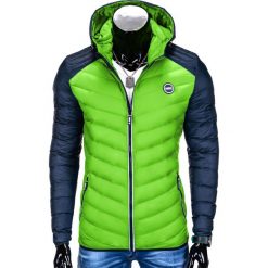 KURTKA MĘSKA ZIMOWA PIKOWANA C366 - ZIELONA/GRANATOWA. Zielone kurtki męskie marki Ombre Clothing, na zimę, m, z nylonu. Za 109,00 zł.