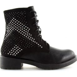 Botki damskie glany czarne FC-H65 Black. Czarne botki damskie ButyModne, na jesień, ze skóry ekologicznej, przed kolano, na wysokim obcasie, na zamek. Za 107,08 zł.