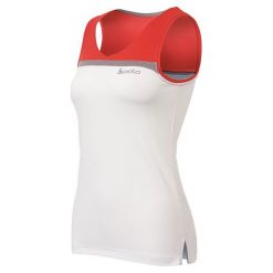 Odlo Koszulka damska Tank LANA biało-czerwona r. S (221251). Białe topy sportowe damskie marki Odlo, s. Za 69,74 zł.