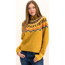 Golf Napapijri Dune N0YJAQ. Brązowe swetry damskie Napapijri, xl, bez wzorów, z wełny, bez rękawów, bez kaptura. W wyprzedaży za 519,00 zł.
