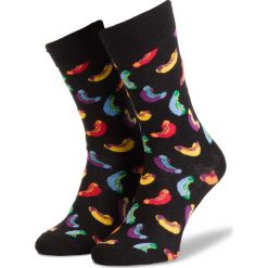 Skarpety Wysokie Unisex HAPPY SOCKS - HOT01-9000 Czarny Kolorowy. Czarne skarpetki damskie Happy Socks, bez wzorów, z elastanu. Za 39,90 zł.