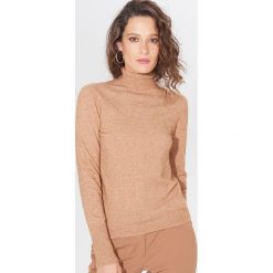 Dopasowany sweter z golfem - Beżowy. Brązowe swetry damskie Mohito, s, bez wzorów, bez rękawów. Za 79,99 zł.