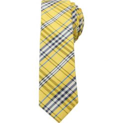 Żółty Stylowy Krawat (Śledź) Męski -ALTIES- 5 cm, Wąski, w Szkocką Kratkę KRALTStani0230. Żółte krawaty męskie Alties, w kratkę, z tkaniny, eleganckie. Za 25,00 zł.