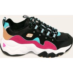 Skechers - Buty. Czarne buty sportowe damskie Skechers, ze skóry, sportowe. W wyprzedaży za 269,90 zł.