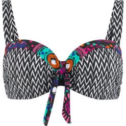 Biustonosz bikini na fiszbinach bonprix czarno-biały z nadrukiem. Czarne stroje kąpielowe damskie bonprix, z nadrukiem. Za 79,99 zł.