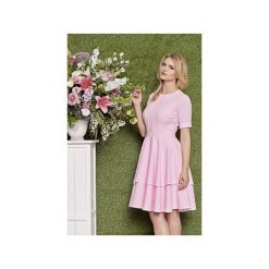 STELLA. Różowe sukienki damskie Bosco dress, na co dzień, s, bez wzorów, eleganckie, z podwójnym kołnierzykiem, bez rękawów. Za 419,00 zł.
