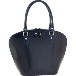 Torebki klasyczne damskie: Skórzana torebka w kolorze granatowym – 38 x 28 x 14 cm