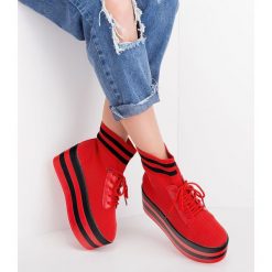 Buty sportowe damskie R/A 2018-71 Czerwone. Czerwone buty sportowe damskie R/A, bez wzorów, z tkaniny, sportowe. Za 186,00 zł.