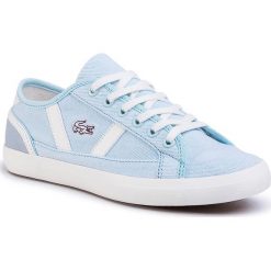 Tenisówki LACOSTE - Sideline 120 1 Cfa 7-39CFA0017TS1 Lt Blu/Off Wht. Niebieskie półbuty damskie Lacoste, bez wzorów, ze skóry, bez obcasa, bez zapięcia. W wyprzedaży za 229,00 zł.