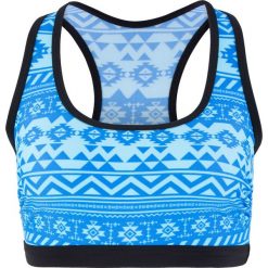 Biustonosz bikini bustier bonprix niebieski wzorzysty. Niebieskie stroje kąpielowe damskie bonprix, bez wzorów. Za 64,99 zł.