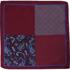 Poczwórna Bordowa Elegancka Poszetka -ALTIES- Męska, Różne Wzory POSZALTTANIA0273. Czerwone poszetki męskie Alties, bez wzorów, z materiału, eleganckie. Za 16,90 zł.
