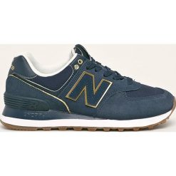 New Balance - Buty WL574SOC. Niebieskie buty sportowe damskie New Balance, bez wzorów, ze skóry, sportowe. Za 349,90 zł.