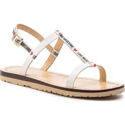 Sandały LOVE MOSCHINO - JA16421G07JV110B Bia/Ver.Bia. Białe klapki damskie Love Moschino, bez wzorów, ze skóry, bez obcasa. W wyprzedaży za 309,00 zł.