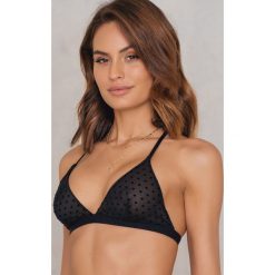Biustonosze bardotka: NA-KD Lingerie Siateczkowy biustonosz w groszki – Black