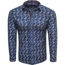 Koszula męska slim granatowa w wzory Recea. Koszule męskie Recea, xl, bez wzorów, z elastanu, eleganckie. Za 109,99 zł.
