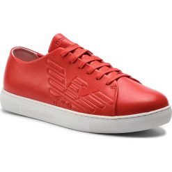 Sneakersy EMPORIO ARMANI - X4X238 XF332 00885 Lava. Czerwone sneakersy męskie Emporio Armani, na co dzień, bez wzorów, ze skóry ekologicznej, bez zapięcia. W wyprzedaży za 579,00 zł.
