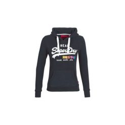Bluzy Superdry VINTAGE LOGO POP ENTRY HOOD. Niebieskie bluzy damskie Superdry, bez wzorów, bez rękawów, bez kaptura. Za 247,20 zł.