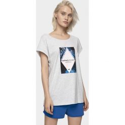 T-shirt damski TSD010 - biały melanż. Białe t-shirty damskie 4f, bez wzorów, bez kołnierzyka. W wyprzedaży za 34,99 zł.