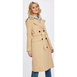 Tommy Jeans - Płaszcz. Szare kurtki damskie marki Tommy Jeans, s, w paski, z bawełny, klasyczne, bez kaptura. W wyprzedaży za 479,90 zł.
