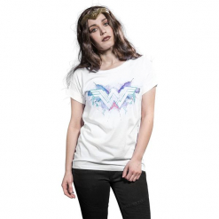 Wonder Woman Logo Koszulka damska biały. Białe bluzki damskie Wonder Woman, xl, z nadrukiem, z okrągłym kołnierzem. Za 42,90 zł.
