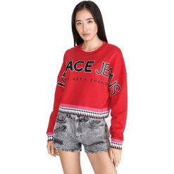 Versace Jeans Bluza Czerwony. Czerwone bluzy damskie Versace Jeans, m, z nadrukiem, z bawełny, bez rękawów, bez kaptura. Za 1325,95 zł.