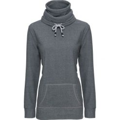Sweter z polaru, długi rękaw bonprix szaro-czarny w paski. Szare swetry klasyczne damskie marki bonprix, w paski, z polaru. Za 44,99 zł.