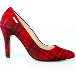 Czółenka na szpilce w pepitkę - skóra naturalna - model 035 - kolor czerwona kratka. Czerwone czółenka damskie Zapato, na imprezę, w kratkę, ze skóry, na wysokim obcasie, na obcasie. W wyprzedaży za 287,00 zł.