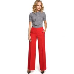 Czerwone Spodnie Eleganckie Szerokie w Kant. Czerwone spodnie damskie Molly.pl, s, z elastanu. Za 125,90 zł.