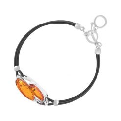 RABAT Srebrna Bransoletka - srebro 925, Bursztyn,swarovski. Bransoletki damskie W.KRUK. W wyprzedaży za 245,00 zł.