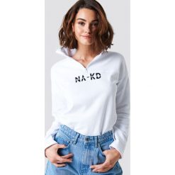 NA-KD Bluza z suwakiem - White. Białe długie bluzy damskie NA-KD, z bawełny, z długim rękawem. Za 161,95 zł.