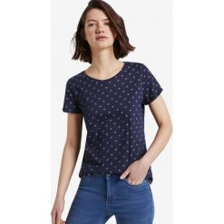 Tom Tailor Denim Koszulka Niebieski. Niebieskie koszulki damskie TOM TAILOR DENIM, s, z nadrukiem, z bawełny, bez kołnierzyka. Za 83,95 zł.