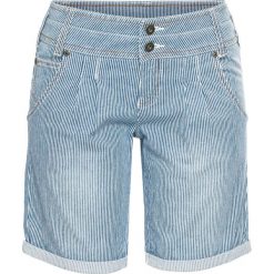 Krótkie spodenki dżinsowe bonprix niebieski w paski. Niebieskie jeansy damskie bonprix. Za 109,99 zł.