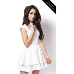 ROZKLOSZOWANA SUKIENKA SANDRA. Sukienki damskie ivon, na imprezę, bez wzorów, z poliesteru, eleganckie, ze stójką, bez rękawów, rozkloszowane. Za 219,00 zł.