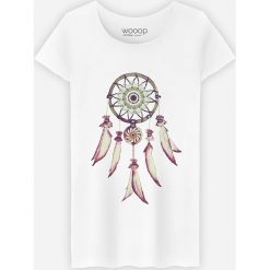 Koszulka "Dreamcatcher" w kolorze białym. Białe koszulki damskie Wooop, xs, bez wzorów, z bawełny, z okrągłym kołnierzem. W wyprzedaży za 56,95 zł.