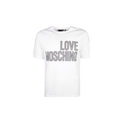 T-shirty z krótkim rękawem Love Moschino M 4 732 1S M 3876. Białe t-shirty męskie Love Moschino, s, bez wzorów, bez kołnierzyka, krótkie. Za 289,00 zł.